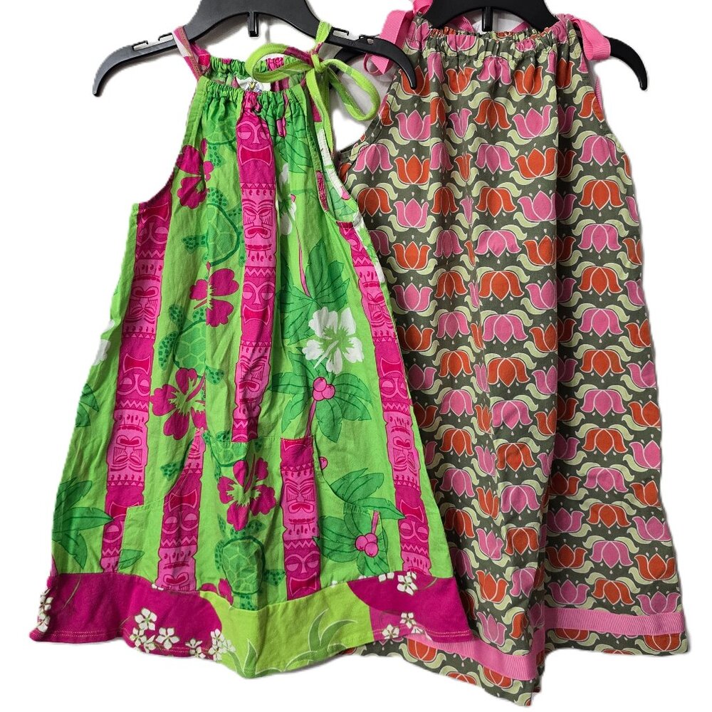 2pc Tank Beach Sun Dresses 8 Hawaiian Floral Hanna Andersson Cruise Corkys Kids
